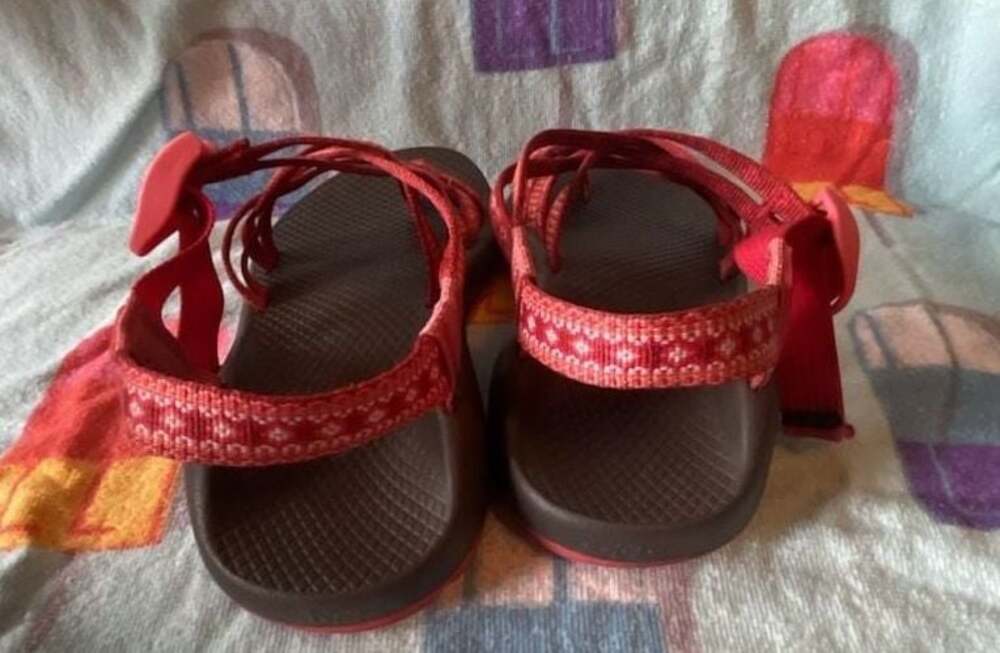 Chaco ZX/2 Women's Sandals Sz 7 Orange Red Double Strap Toe Loop Hiking Trail - Picture 3 of 5